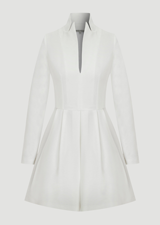 İKONİK UZUN KOLLU DERİN V ELBİSE MBF COLLECTION