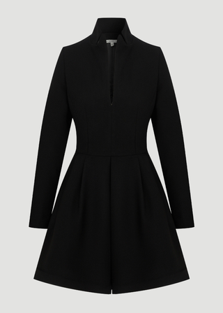 İKONİK UZUN KOLLU DERİN V ELBİSE MBF COLLECTION